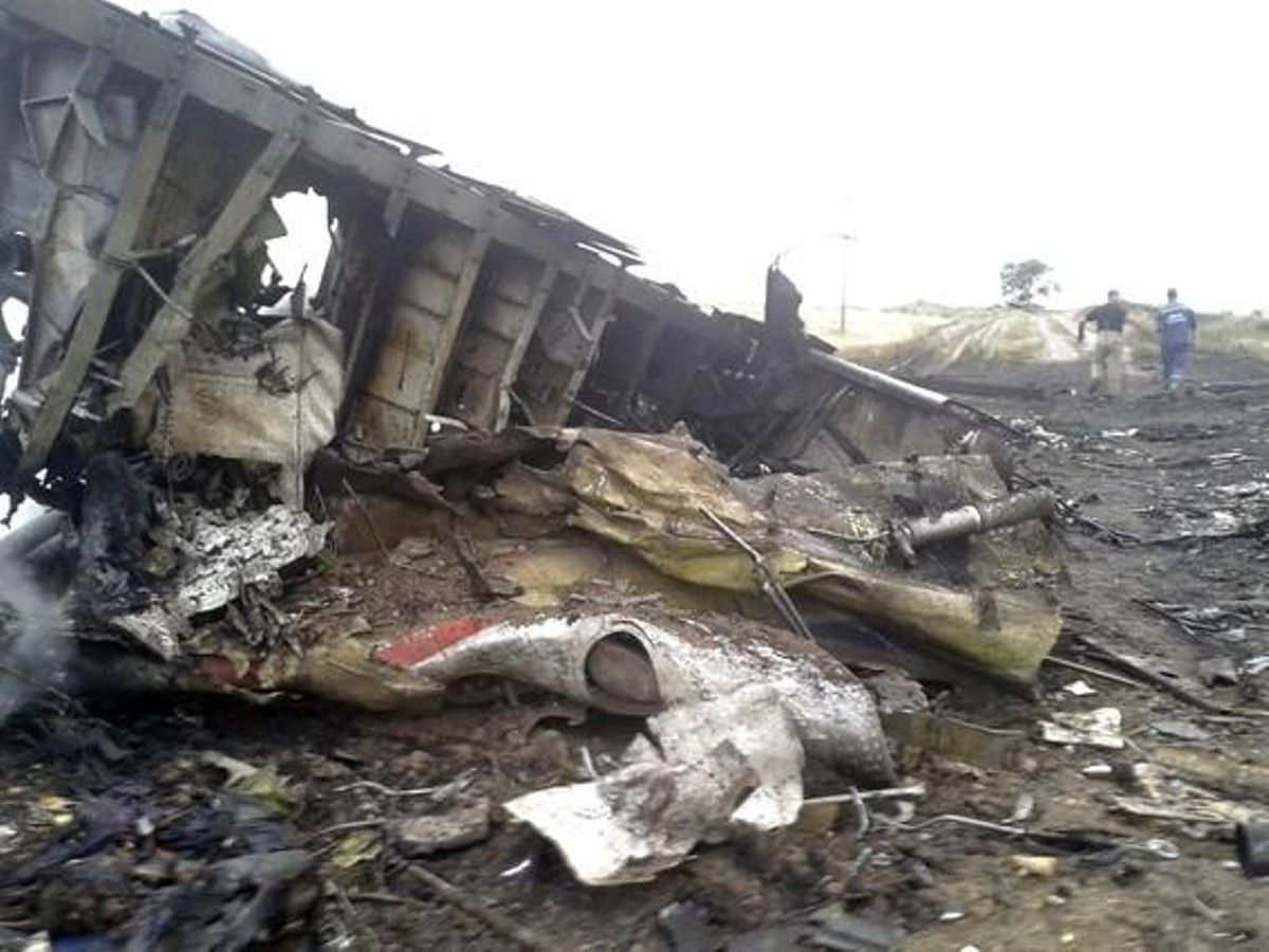 Lloc on ha caigut l’avió malaisi, a prop de la ciutat de Gravobo, en la regió de Donetsk.