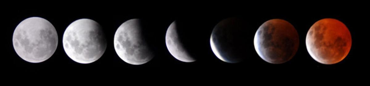 Diverses imatges de l’anterior eclipsi lunar total, el 4 de març del 2007, vist des de Nairobi (Kenya).