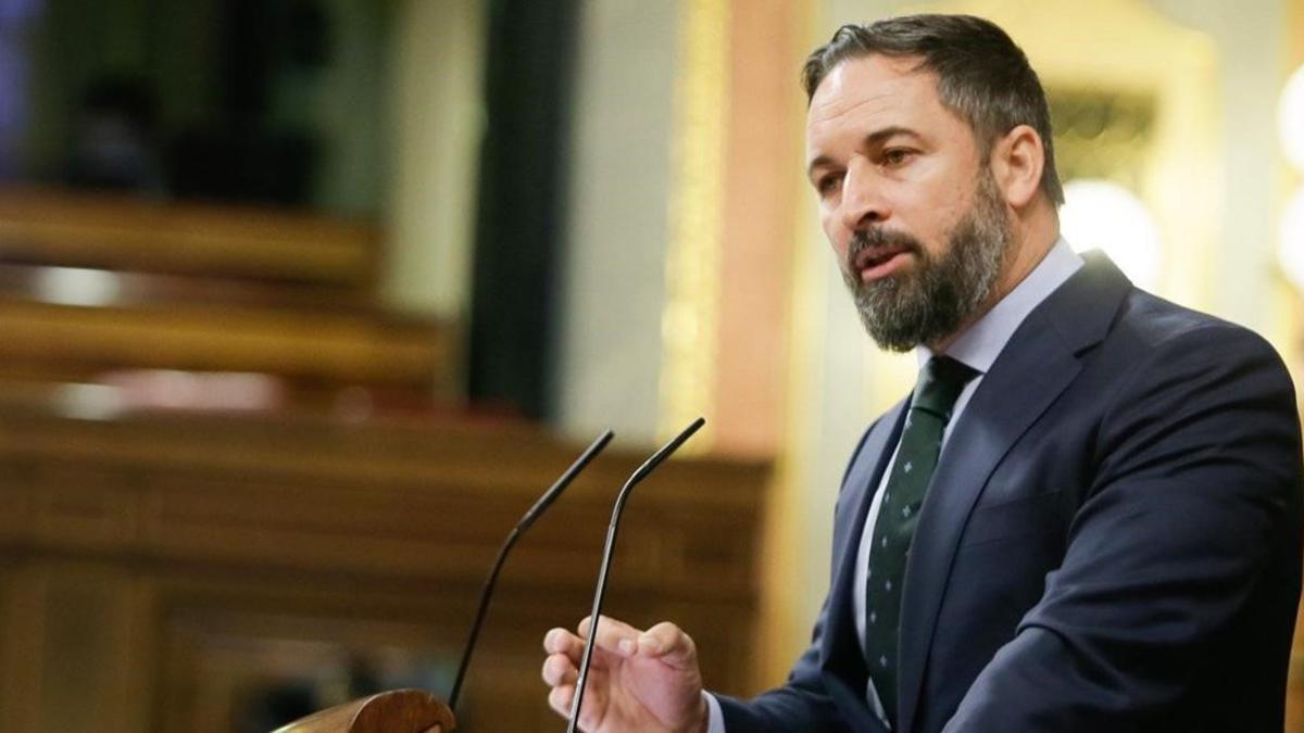 El presidente de Vox, Santiago Abascal, en el Congreso de los Diputados.