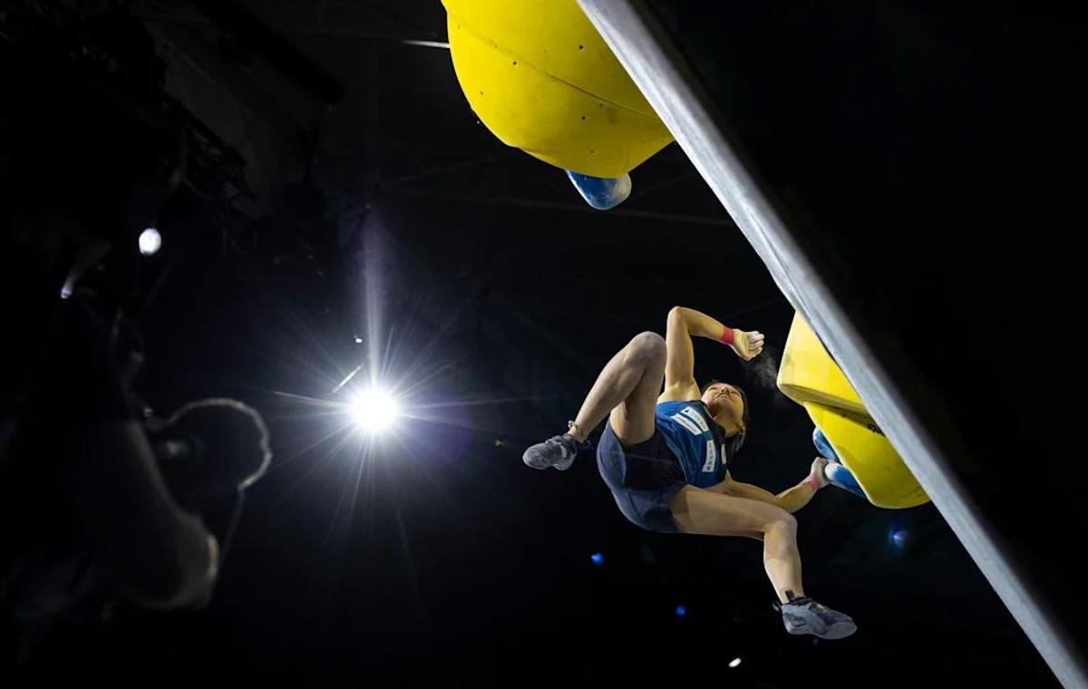 Final femenina durante la Copa del Mundo de Búlder de Praga 2024