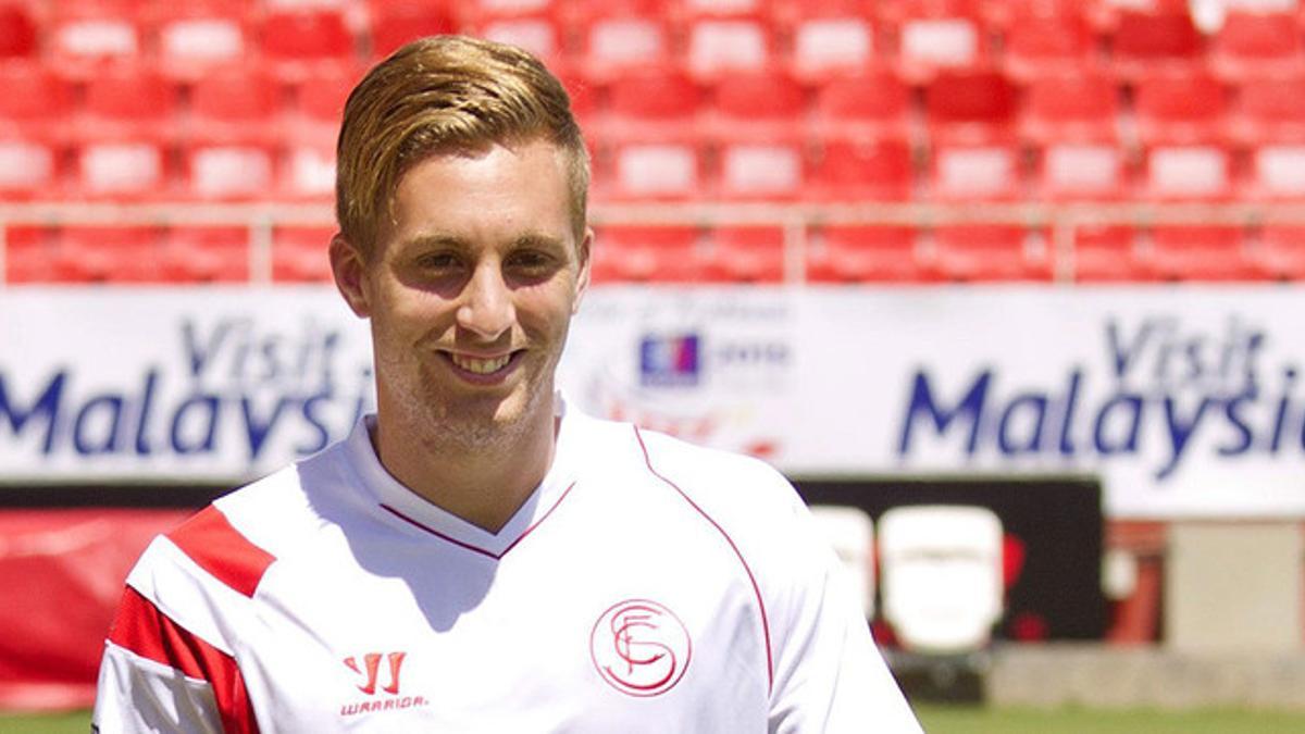 Gerard Deulofeu, con la camiseta del Sevilla, su nuevo equipo