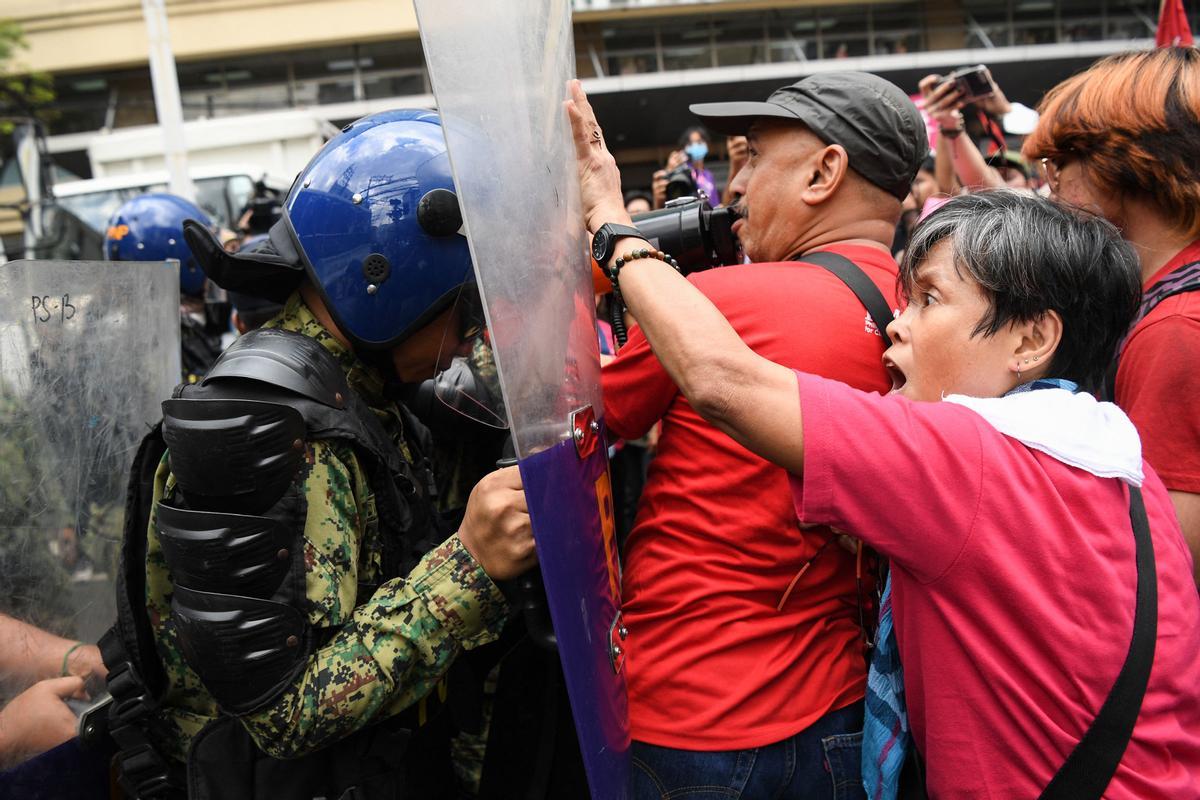 Manifestación por el 8M en las calles de Manila, en Filipinas.