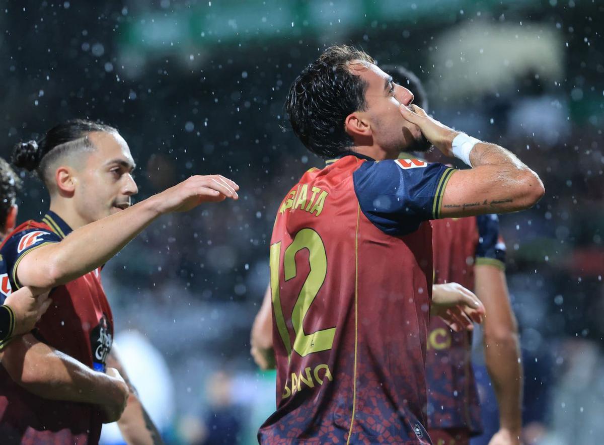 Giacomo Quagliata celebra su gol contra el Córdoba en El Arcángel.