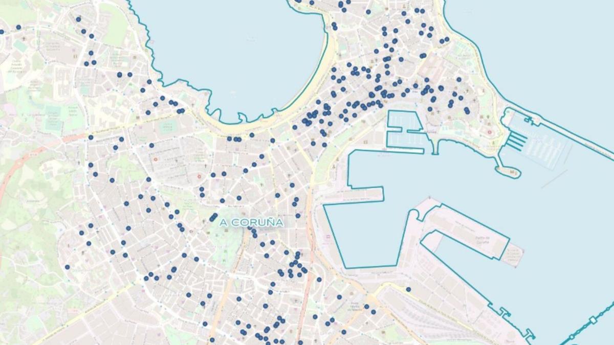 Señalización de las viviendas turísticas en A Coruña a fecha de 1 de diciembre de 2021. |   // AVITURGA