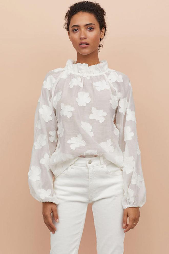 Blusa de encaje blanco, de H&amp;M