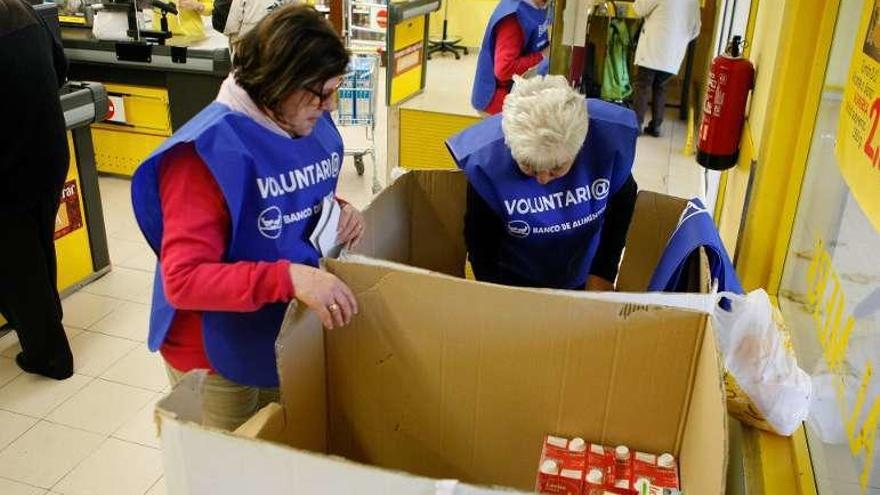 Voluntarios ayer en la primera jornada de la Gran Recogida.