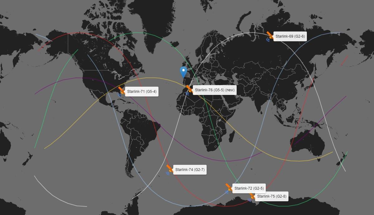 La posición de los satélites Starlink puede seguirse en tiempo real.