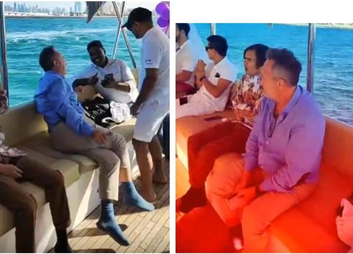 Yrimia en dos momentos de su aparición en el vídeo de la fiesta en un yate de Futswap en Dubai