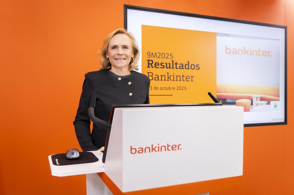 Gloria Ortiz, consejera delegada de Bankinter, en la presentación de resultados este jueves.