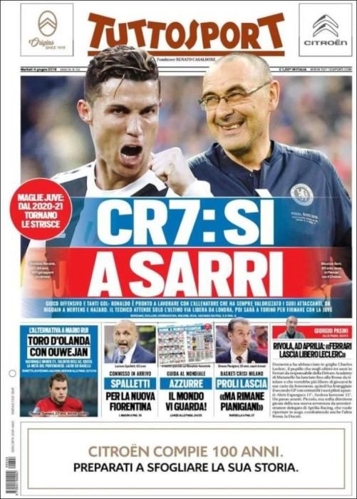 Portada TUTTOSPORT martes 4 de junio de 2019.