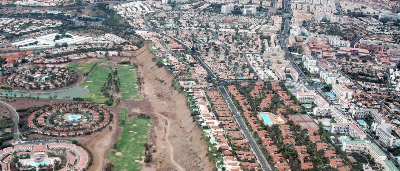 Vista aérea de la zona de Maspalomas y parte de Playa del Inglés, en el sur de Gran Canaria.