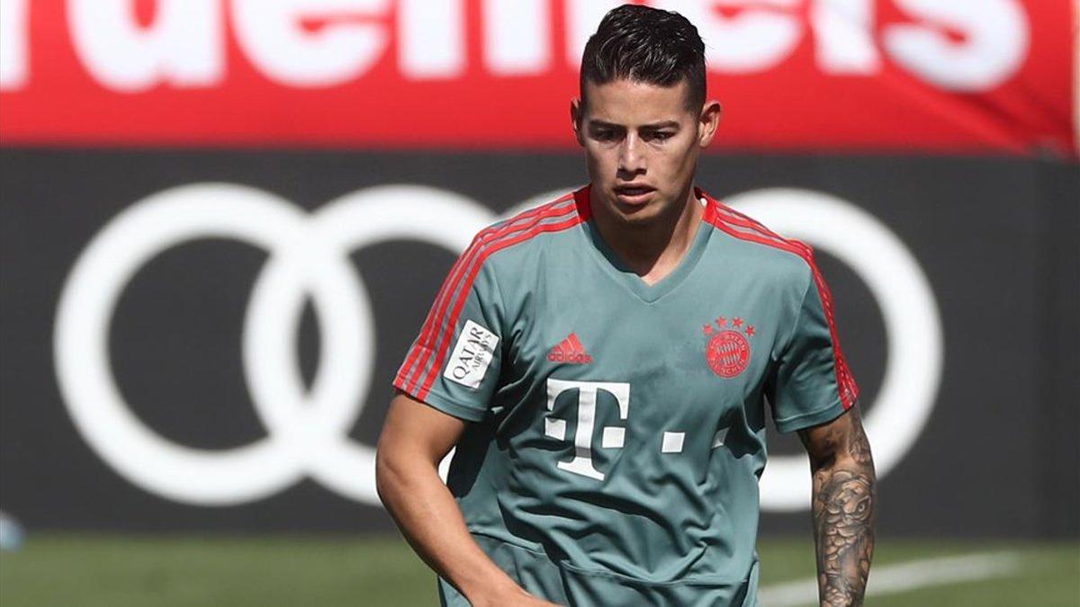 James Rodríguez en una sesión de entrenamiento