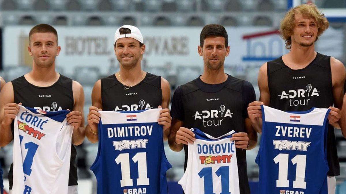 Dimitrov junto a Djokovic, Coric y Zverev en el Adria Tour