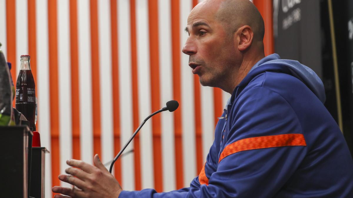 Joan Peñaroya, en la rueda de prensa previa al partido del sábado en València contra el MoraBanc Andorra