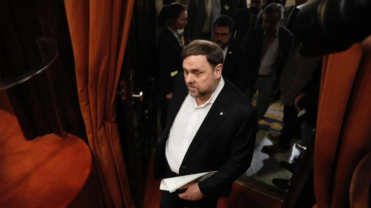 Oriol Junqueras declara ante la comisión de investigación de la cámara catalana sobre la aplicación del artículo 155 de la Constitución