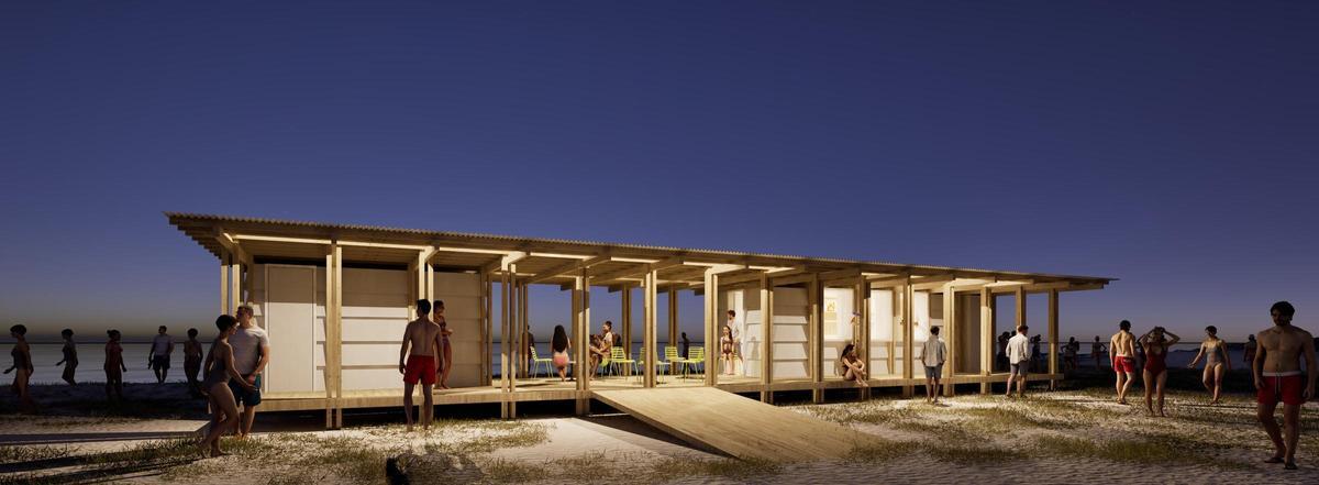 Recreación nocturna del chiringuito.