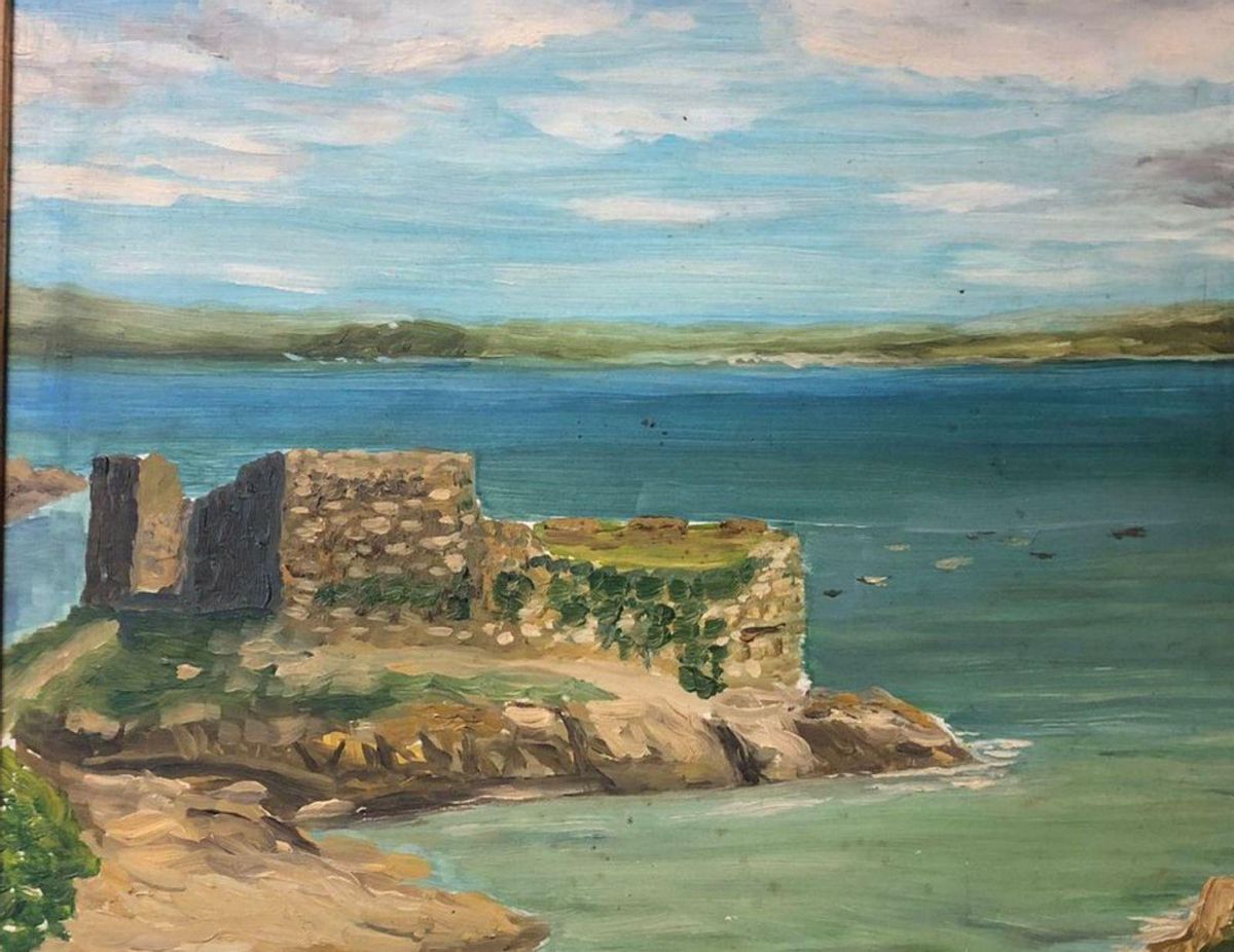 El castillo, en un cuadro de Torrecilla. | Cedida por el Club del Mar