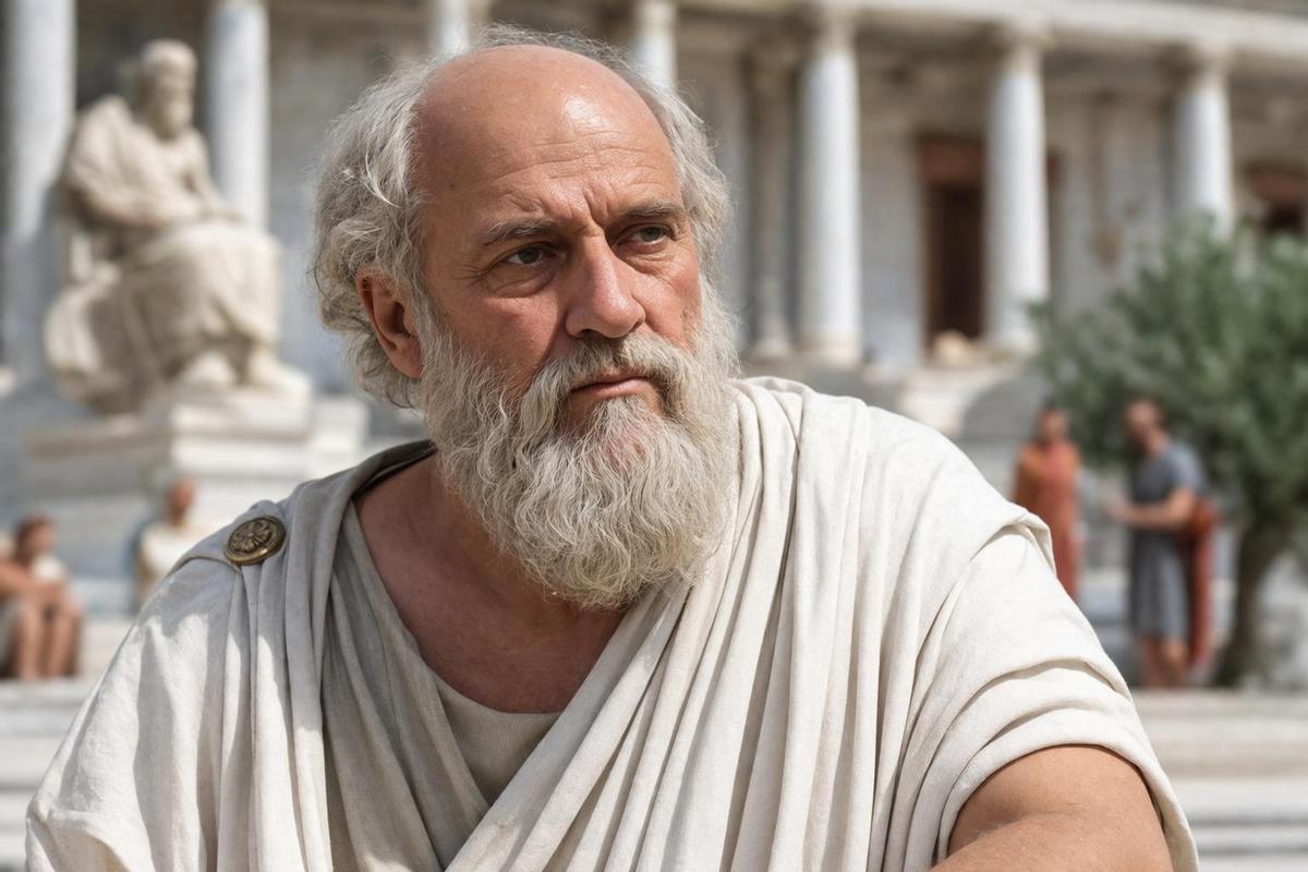 Recreación realista de Platón, filósofo de la Antigua Grecia.