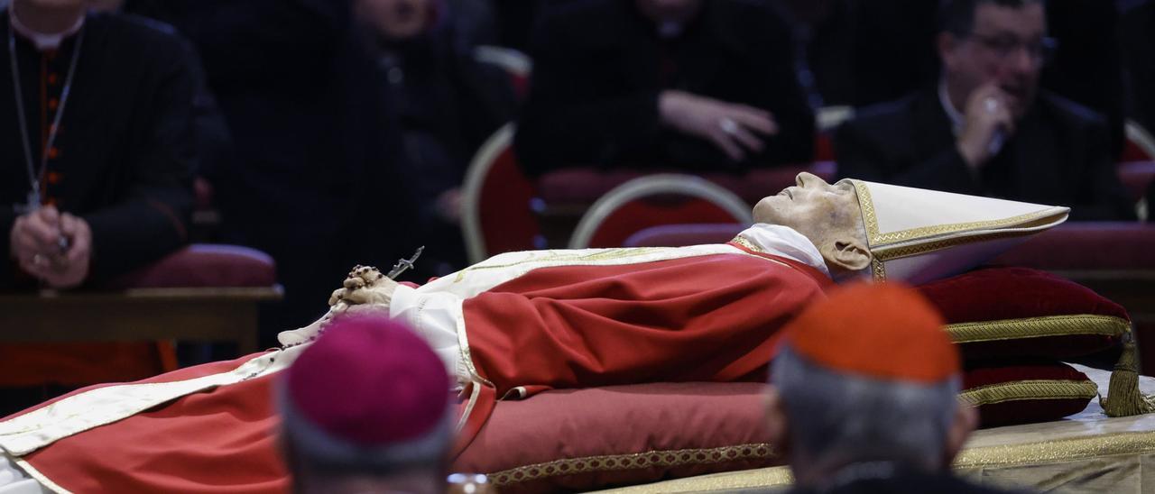 Pope Emeritus Benedict XVI's body lies in state in St. Peter's Basilica for public viewing