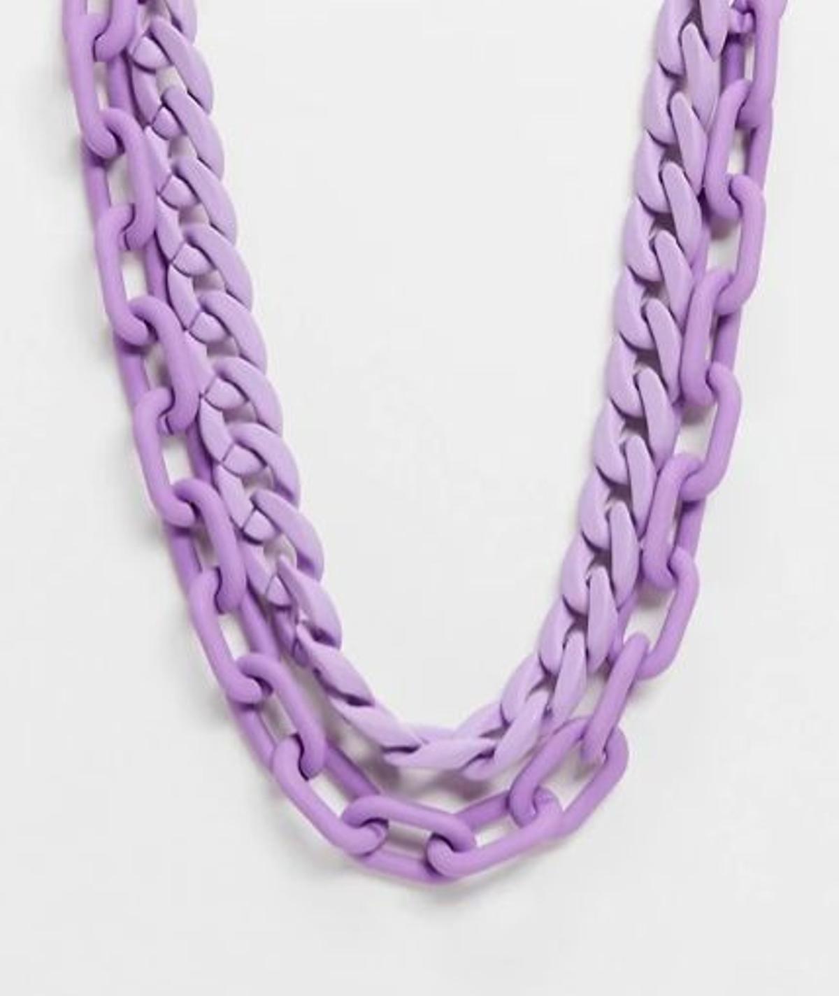 Collar de varias hileras violeta y lila con cadena barbada y de eslabones abiertos de ASOS DESIGN