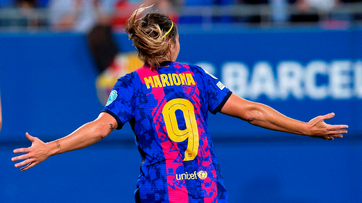 Mariona Caldentey en un partido de la Champions League en el Johan