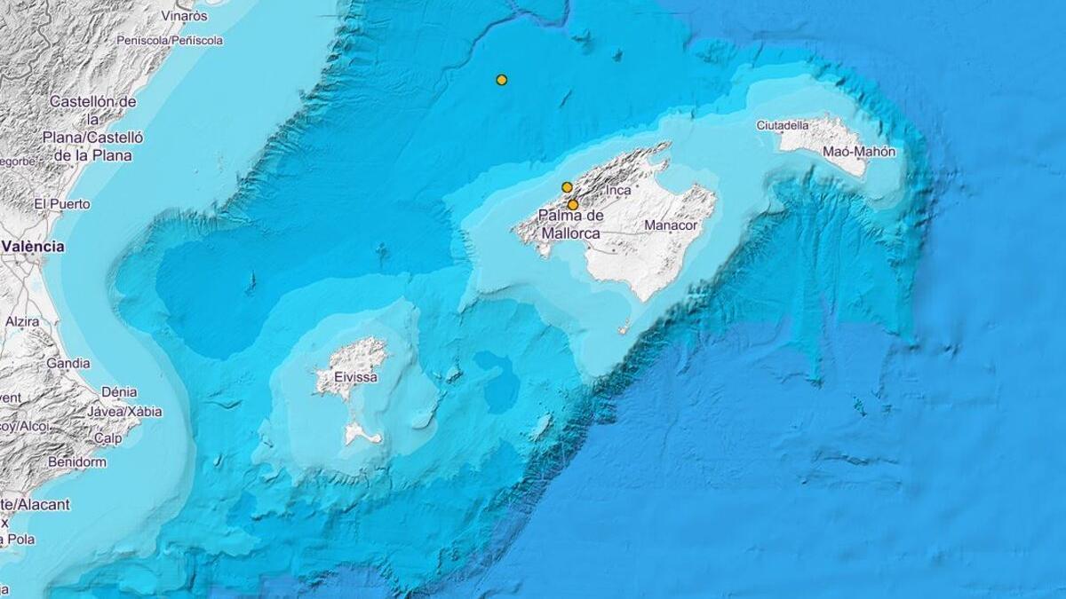 Mapa del Instituto Geográfico Nacional que indica los terremotos del pasado martes 22 de febrero