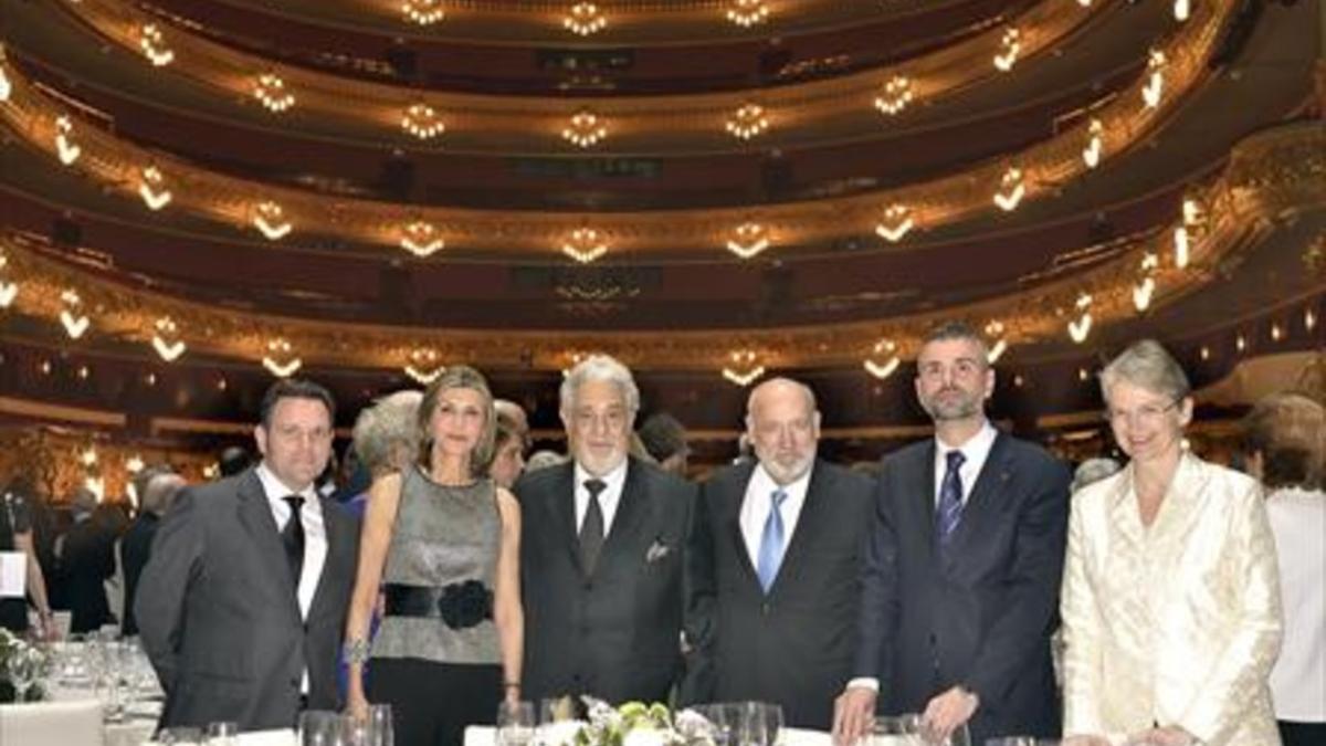 Plácido Domingo, durante el homenaje que recibió anoche en el Liceu.