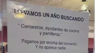 Un restaurante causa indignación por un cartel en el que ofrece trabajo: "Pagamos por encima y no aparece nadie"