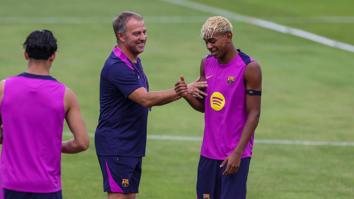 Brutal festival de toques en el entreno: Lamine, Bardghji....