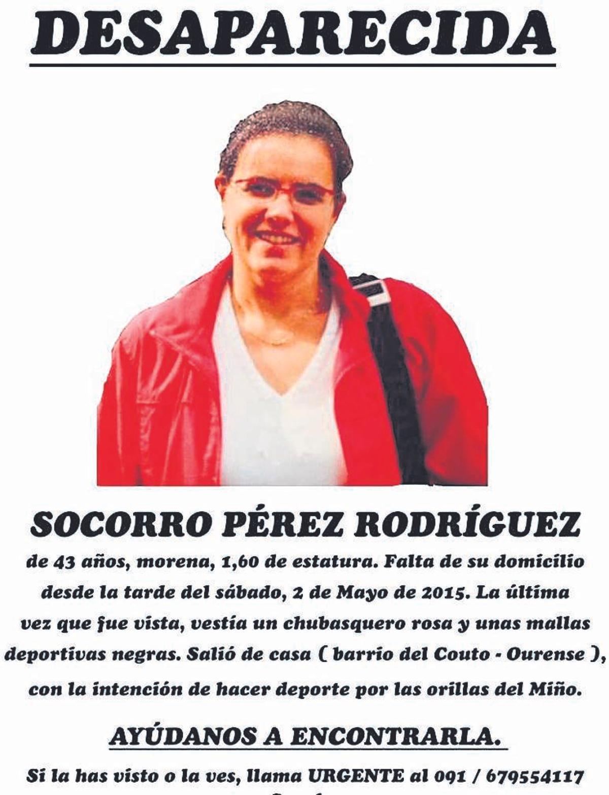 Cartel informativo tras la desaparición de Socorro, distribuido por toda la ciudad.