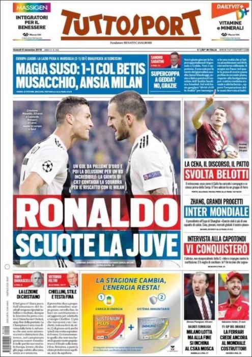 Portada TUTTOSPORT viernes 9 de noviembre 2018