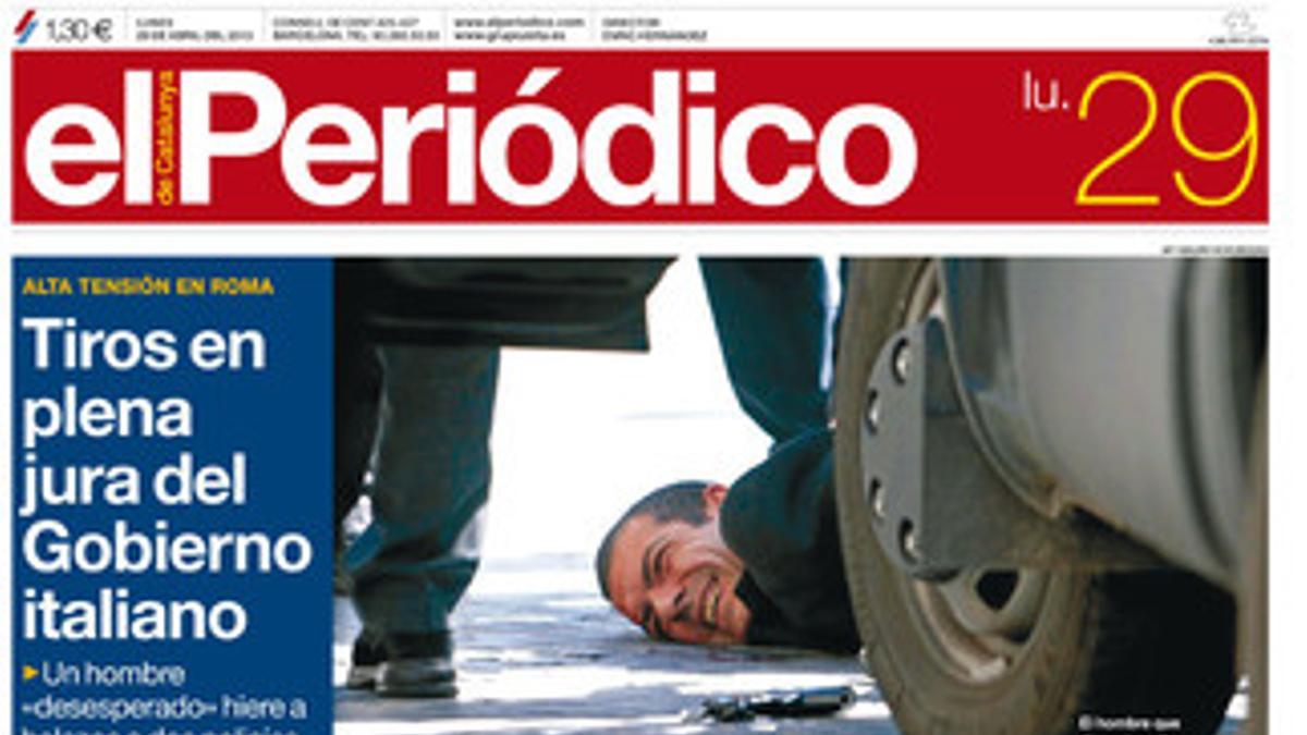 La portada de EL PERIÓDICO del lunes.