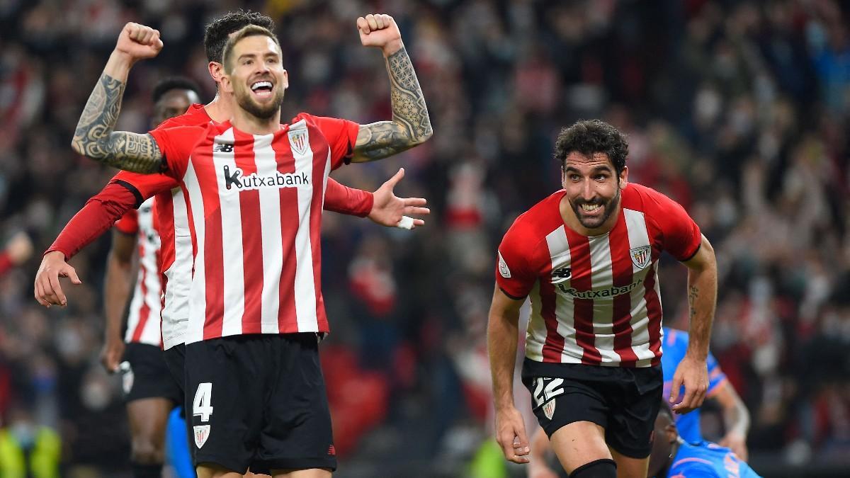 El Athletic celebra el gol ante el Valencia