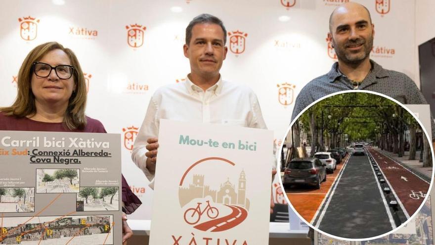 Los nuevos carriles bici de Xàtiva transformarán la Albereda acortando a un vial la circulación de los coches