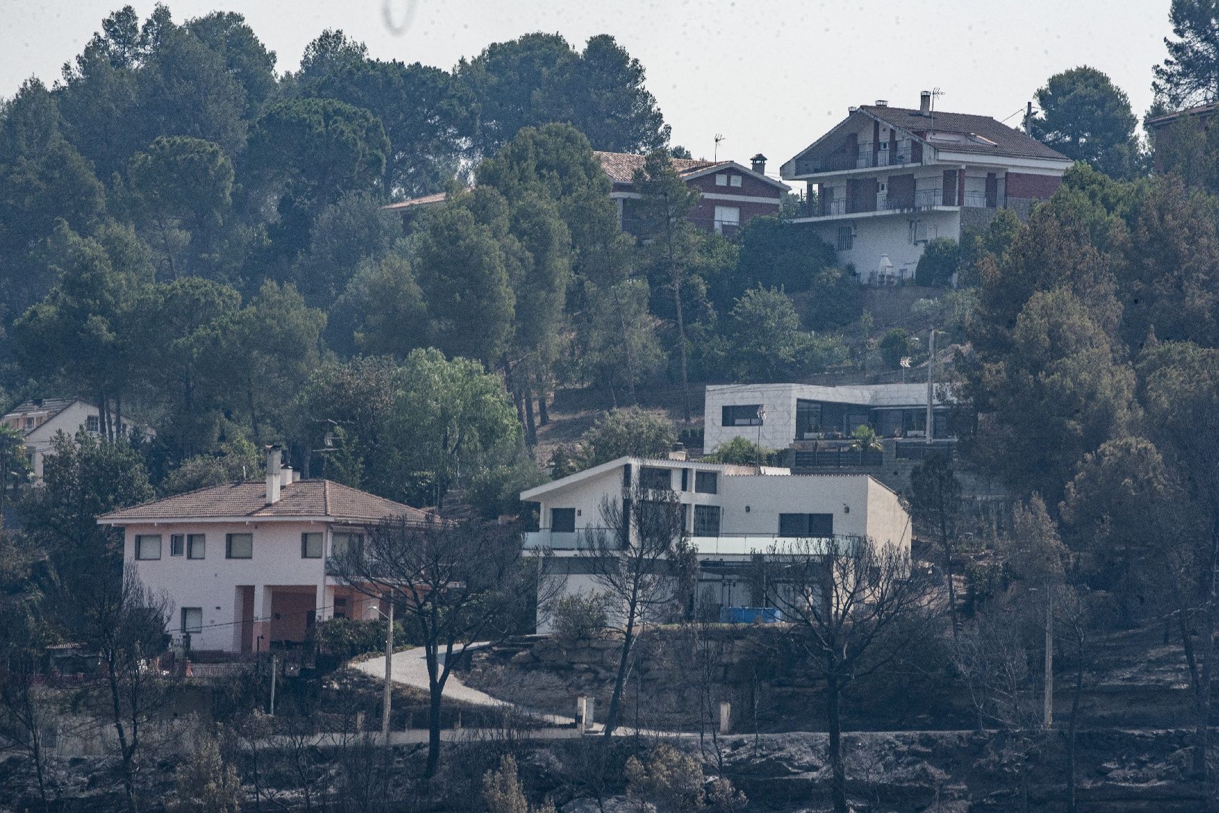 Afectació per l'incendi a la urbanització de les Brucardes