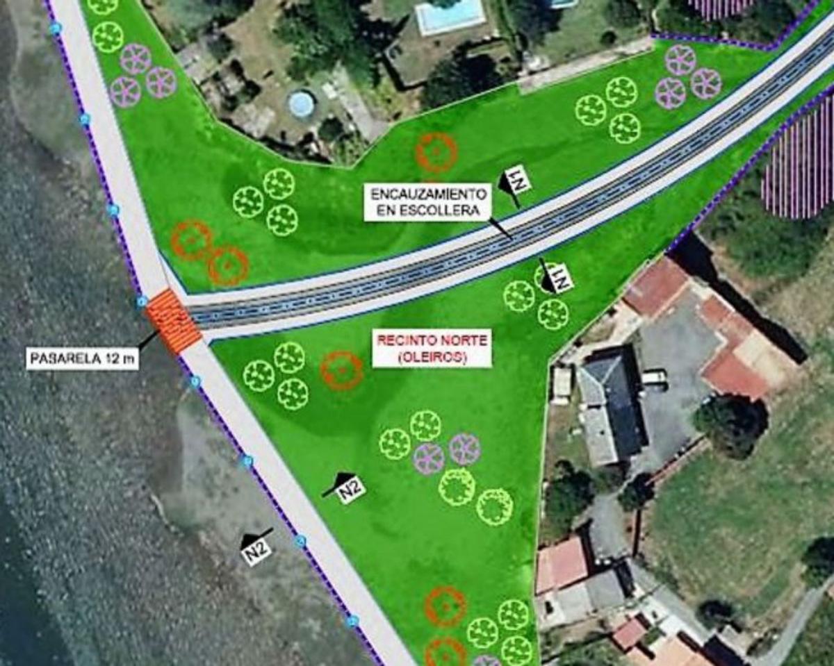 Vecinos contemplan desde el paseo cómo trabajan dos dragas.  |  // I.R.