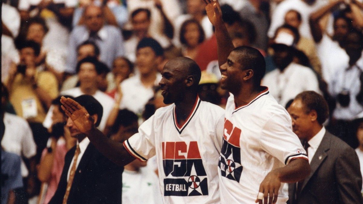 Michael Jordan y 'Magic' Johnson en Barcelona 92
