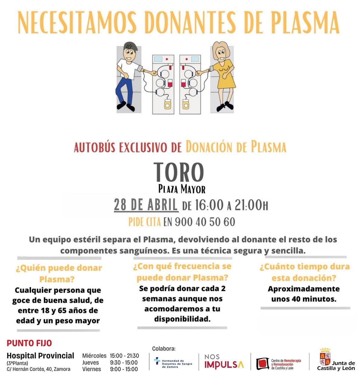 Cartel de la donación en Toro.