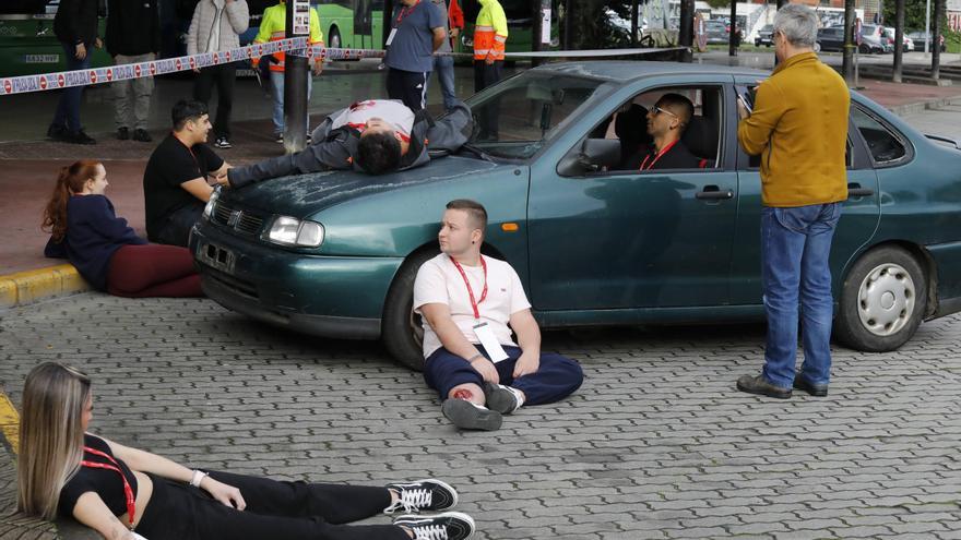 Simulacro de atropello múltiple en La Felguera, Langreo