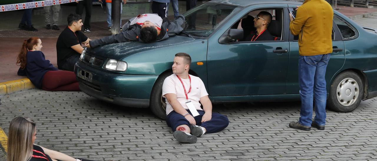 Simulacro de atropello múltiple en La Felguera, Langreo