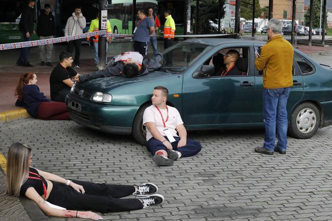 Simulacro de atropello múltiple en La Felguera, Langreo