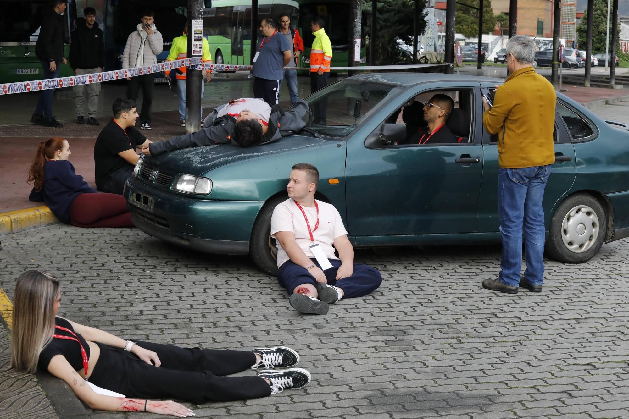 Simulacro de atropello múltiple en La Felguera, Langreo