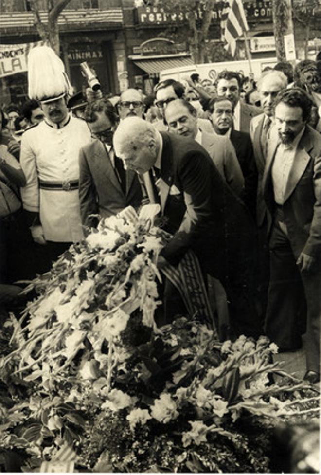 El entonces presidente de la Generalitat, Josep Tarradellas, en la Diada de 1978.