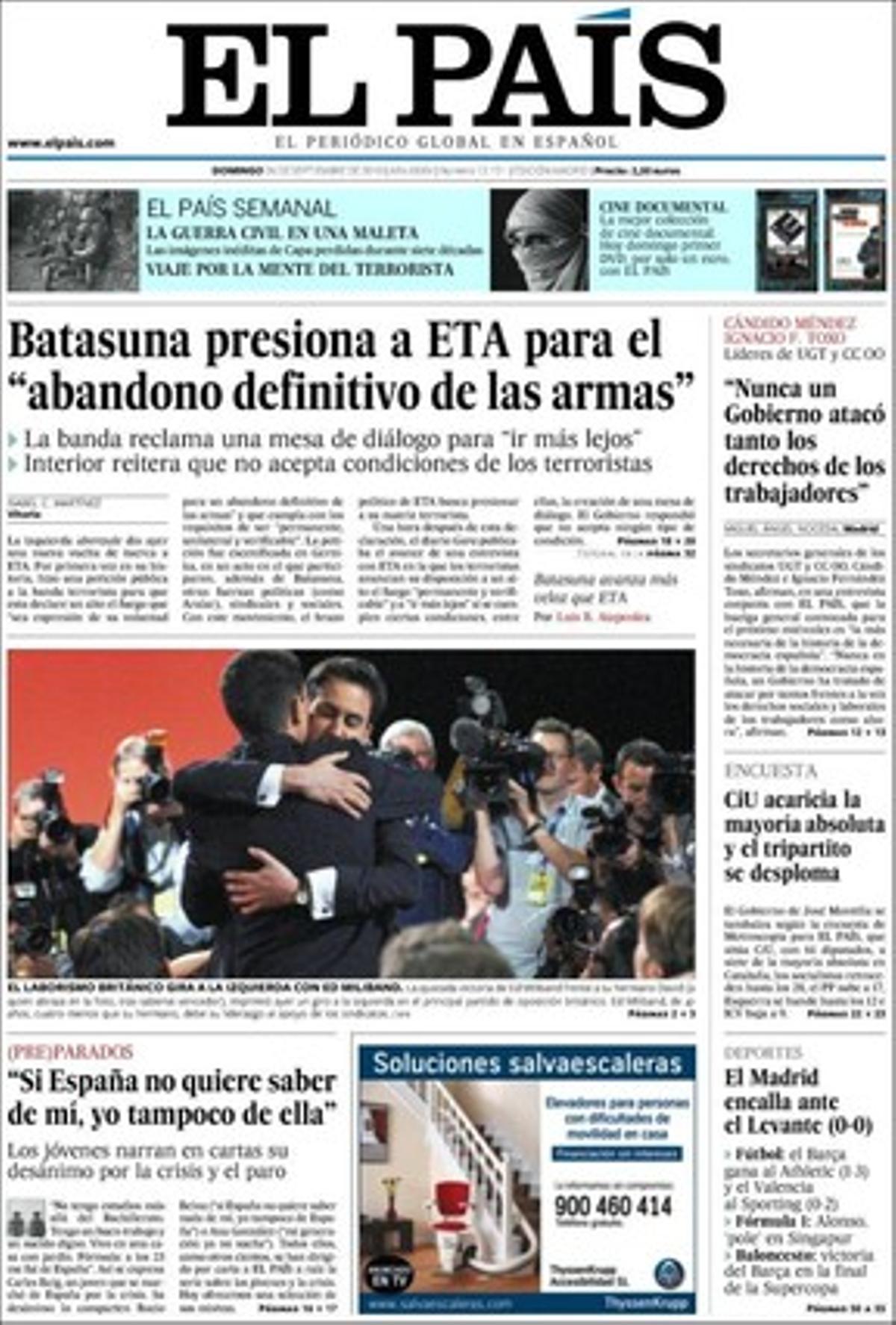 Portada d’’El País’ 26/09/2010.