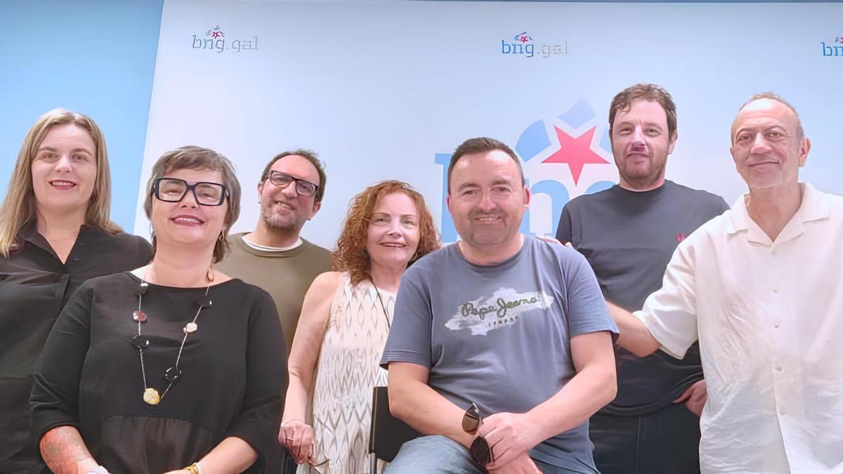 Responsables del BNG de Betanzos y de Arbe tras el encuentro.