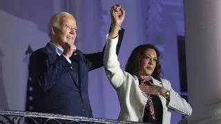 Kamala Harris alaba a Biden y se muestra exultante conforme surca el camino hacia la nominación