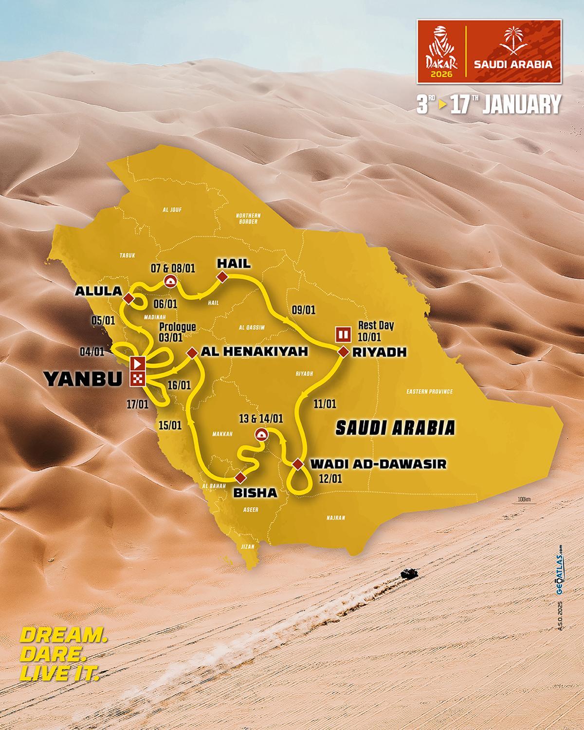 Dakar 2026 route