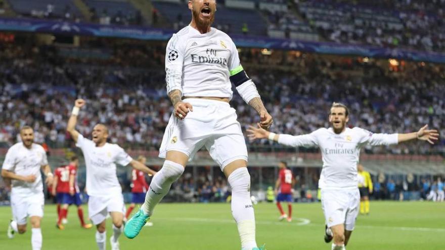 Sergio Ramos celebra el gol que adelantaba al Real Madrid en la final.