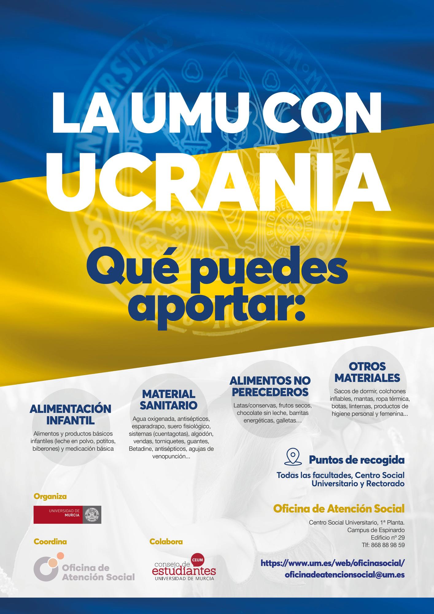 Cartel de la iniciativa ‘La UMU con Ucrania’.