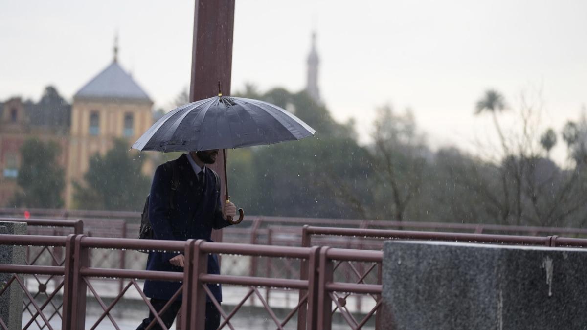 Una persona se protege de la lluvia con un paraguas.